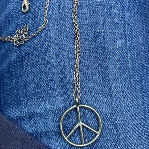 Silver Peace Sign Pendant Necklace
